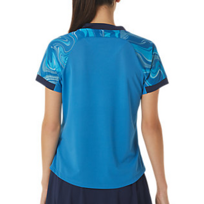Asics Reborn Blue Match Graphic Short Sleeved Women Top