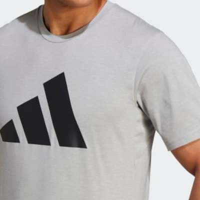 Adidas Medium Grey Heather / Black Train Essentials Feelready Logo Training Men Tennis Tee