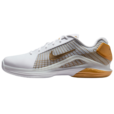 Nike Vapor 12 Hypersmash Mens Hard Court Tennis Shoes - White/Metallic Gold Pure Platinum