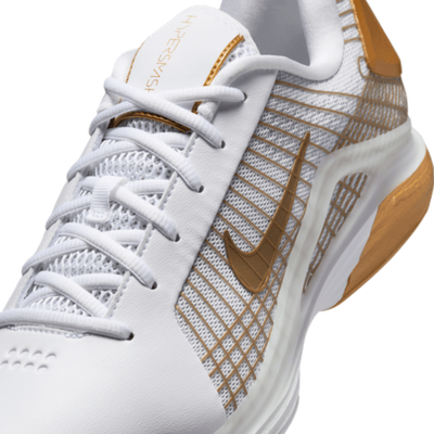 Nike Vapor 12 Hypersmash Mens Hard Court Tennis Shoes - White/Metallic Gold Pure Platinum