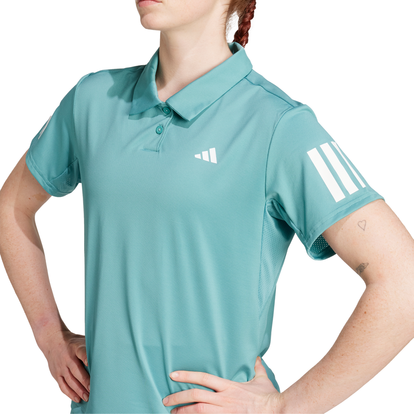 Adidas Club Tennis Climacool 3-Stripes Womens Tennis Polo Shirt - Powder Teal/Turquoise