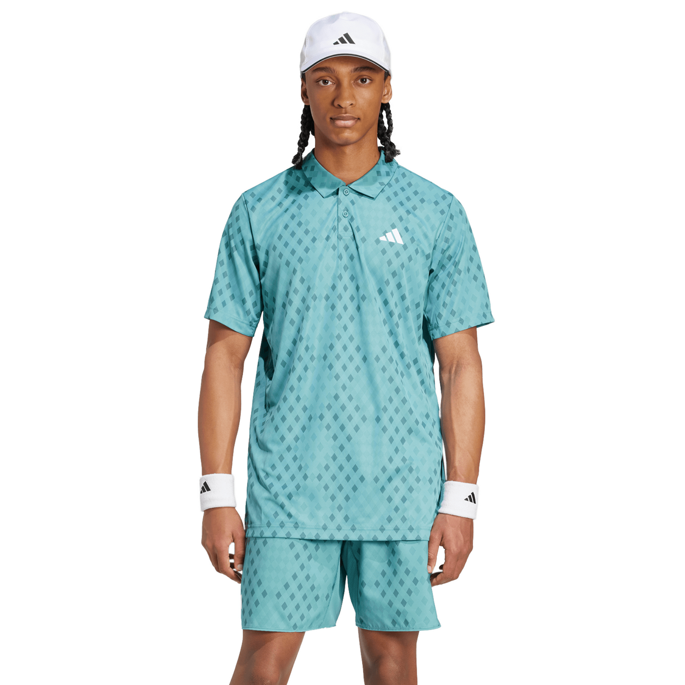 Adidas Club Tennis Climacool Graphic Mens Tennis Polo Shirt - Powder Teal/Preloved Teal