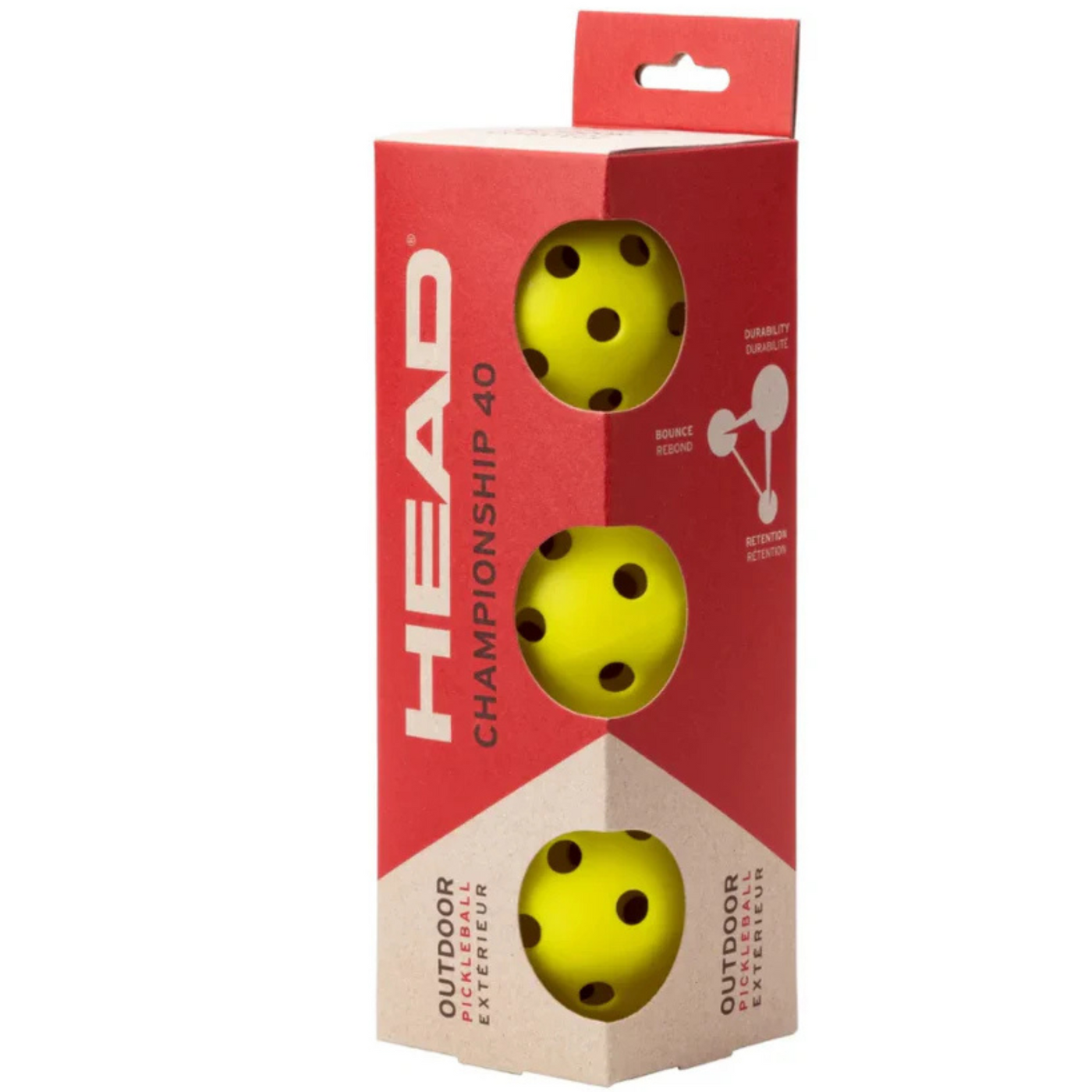 Head 3B Championship 40 Outdoor Pickleball Ball 3 Pack - Yellow