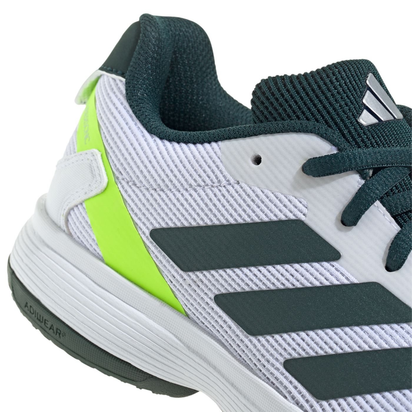 Adidas Ubersonic Junior Tennis Shoes - Pure Teal/Silver Metallic/ Lucid Lemon