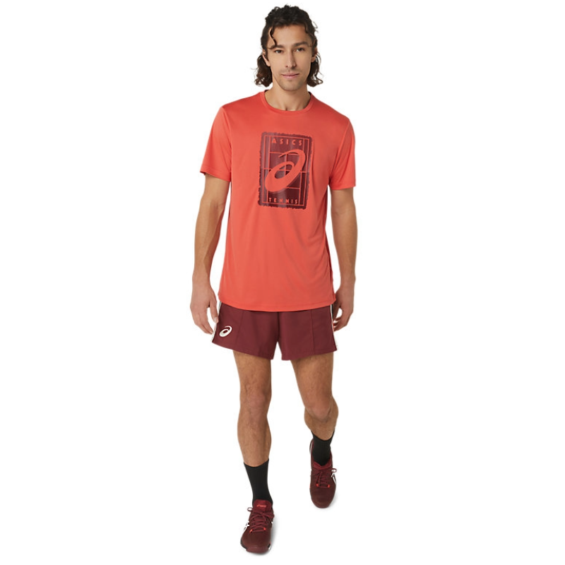 Asics Mens Court GS Graphic Tee - Red Snapper