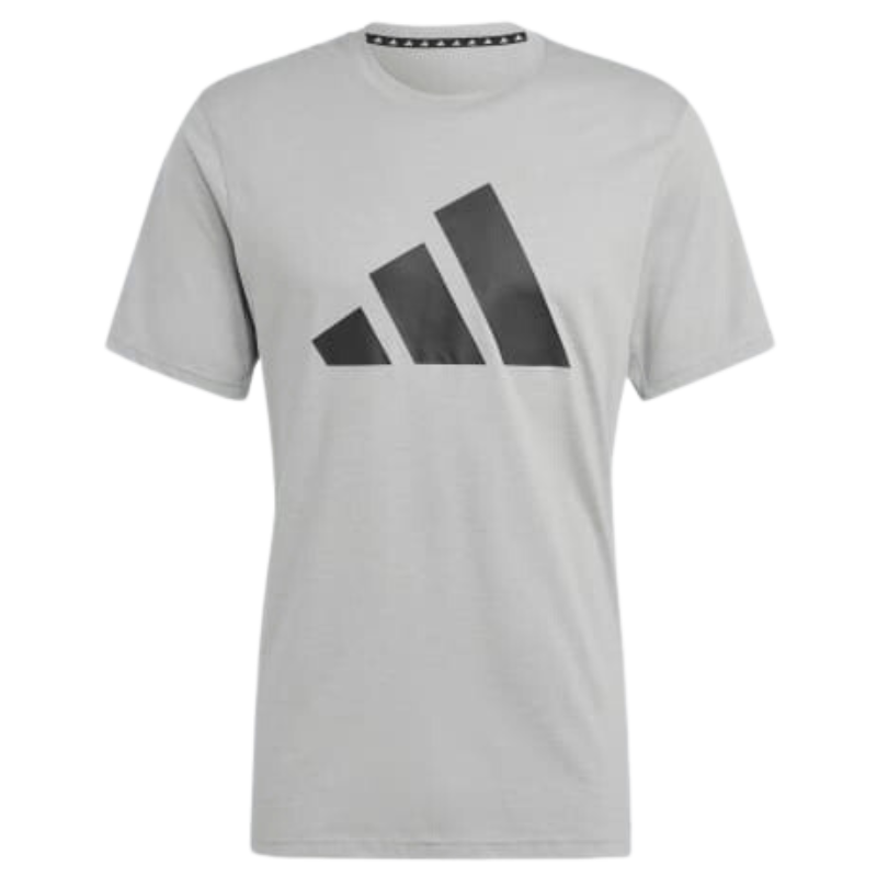 Adidas Medium Grey Heather / Black Train Essentials Feelready Logo Training Men Tennis Tee