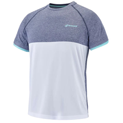 Babolat Play Crew Neck  Men's Tee - White/Heather Blue