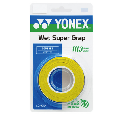 Yonex Wet Super Grap Overgrip 3 Pack - Yellow