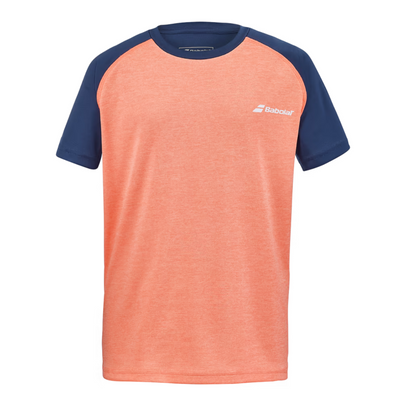 Babolat Play Crew Neck Boy Tee - Fluro Strike/Estate Blue