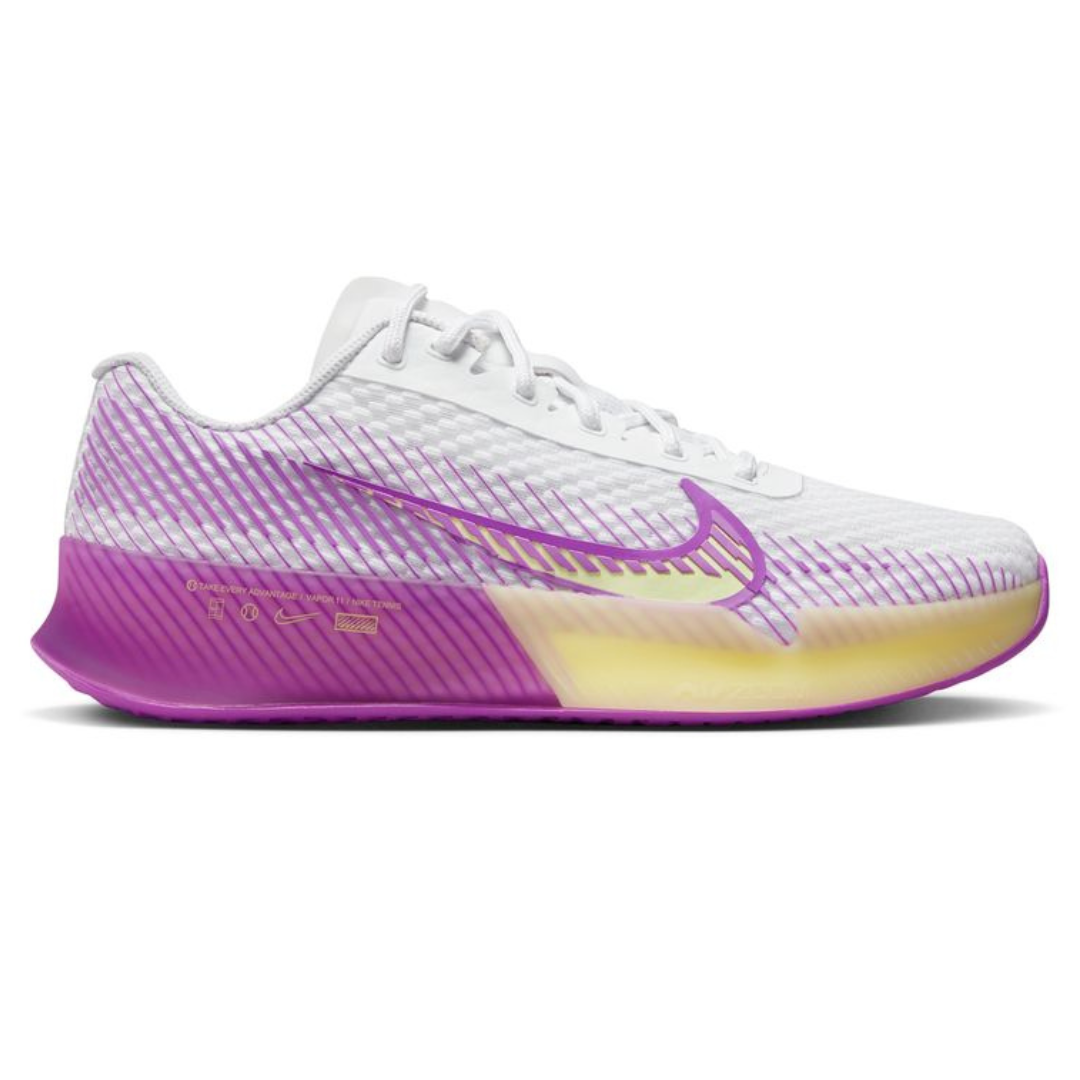 Nike Air Zoom Vapor 11 HC Women Hard Court Tennis Shoes - White/Citron Tint-Fuchsia Dream-Black