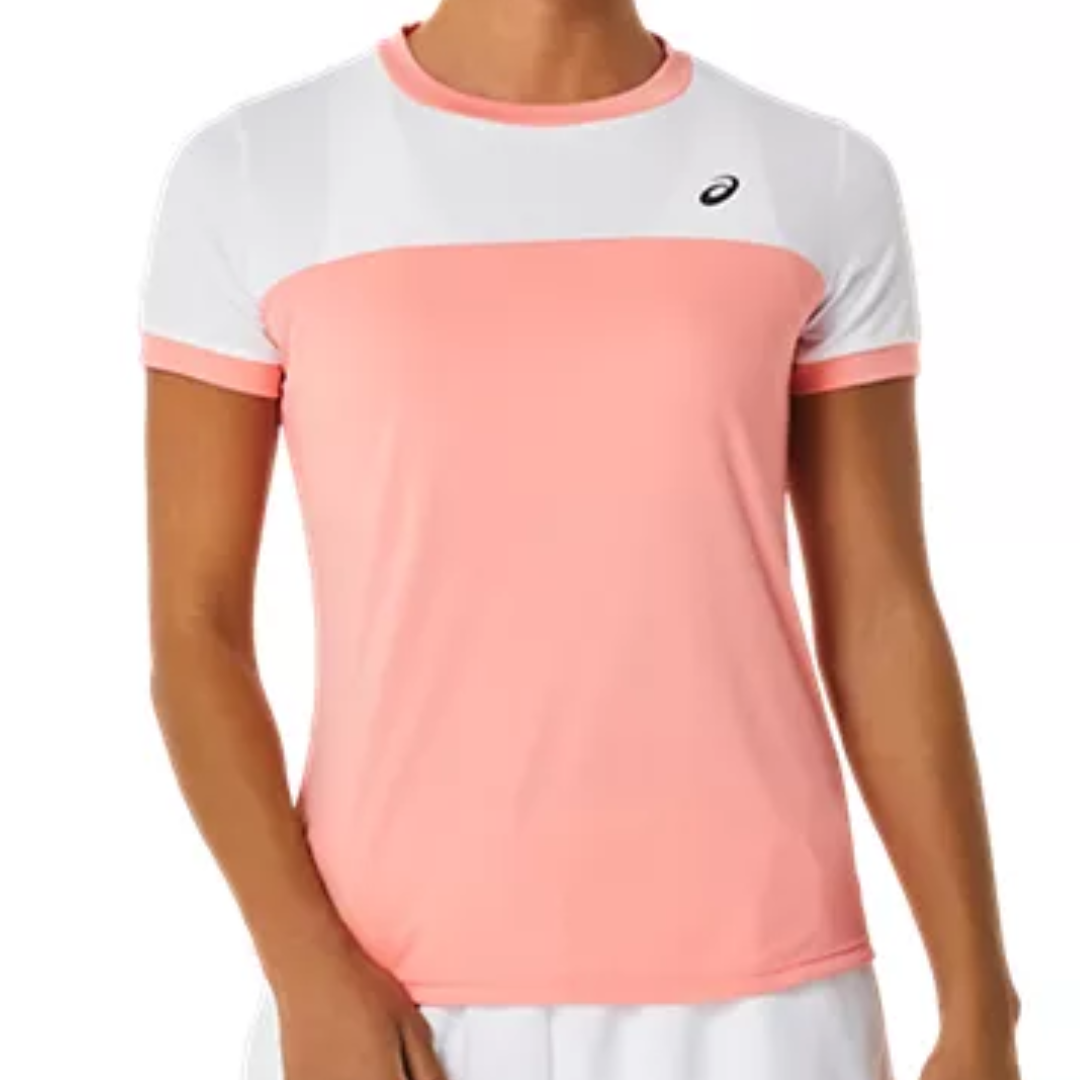 Asics Women Court SS Top - Guava/Brilliant White