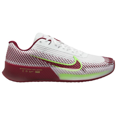 Nike Court Air Zoom Vapor 11 Men's Hard Court Tennis Shoes - White/Team Red-Lime Blast