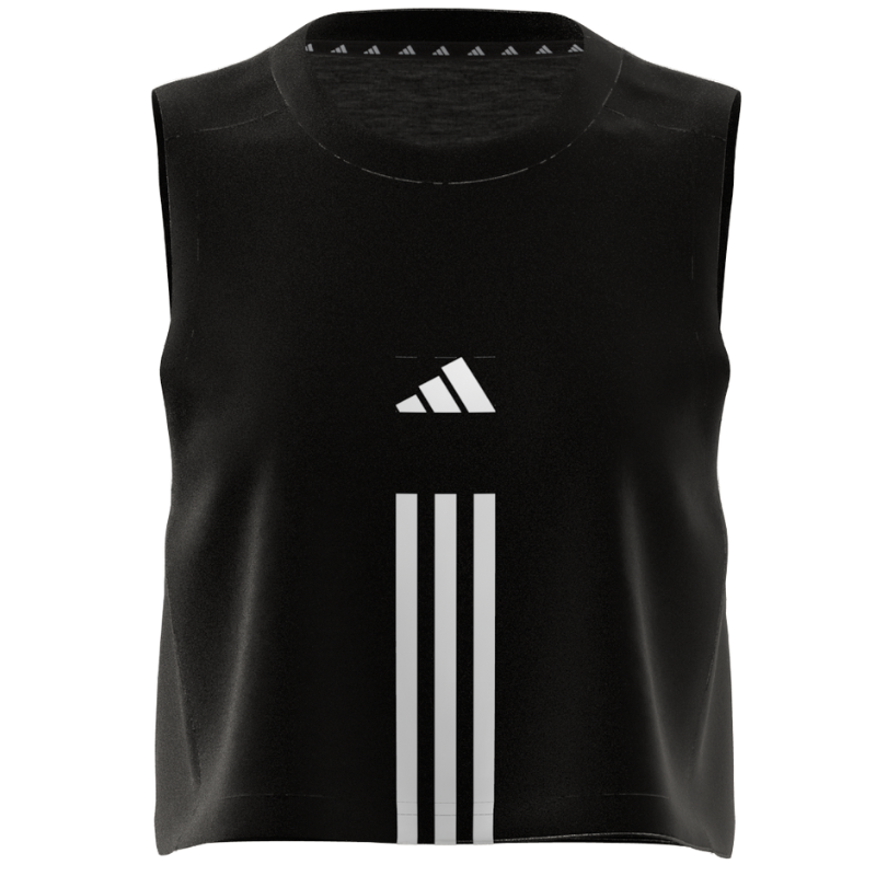 Adidas Train Essentials Train Cotton Cropped 3 Stripes Tank Top - Black/White