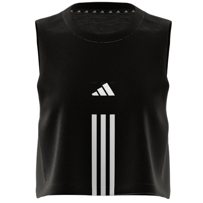 Adidas Train Essentials Train Cotton Cropped 3 Stripes Tank Top - Black/White