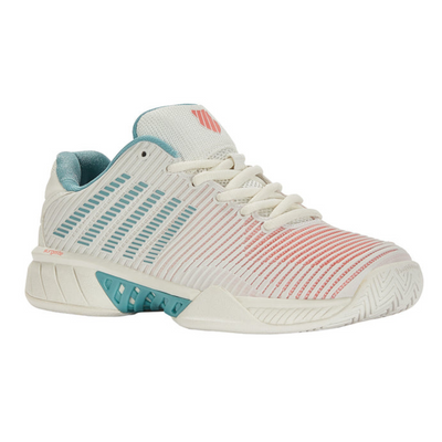 K Swiss Hyper Court Express 2 Women Tennis Shoes - Blanc De Blanc/Nile Blue/Desert Flower