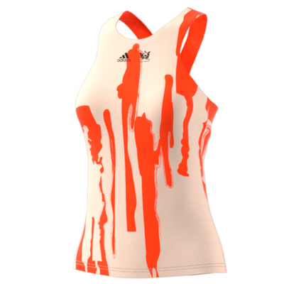 Adidas Performance Thebe Magugu Tennis New York Y-Back Tank Top - Ecru Tint/Impact Orange