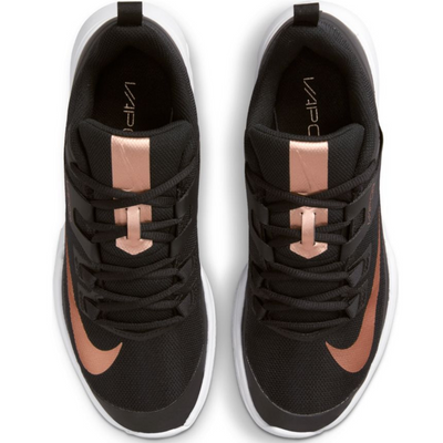 Nike Womens Court Vapor Lite Tennis Shoes - Black/Metallic Red Bronze-White