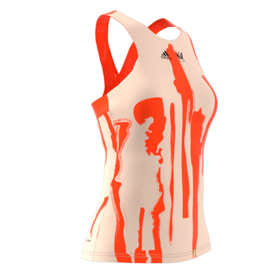 Adidas Performance Thebe Magugu Tennis New York Y-Back Tank Top - Ecru Tint/Impact Orange