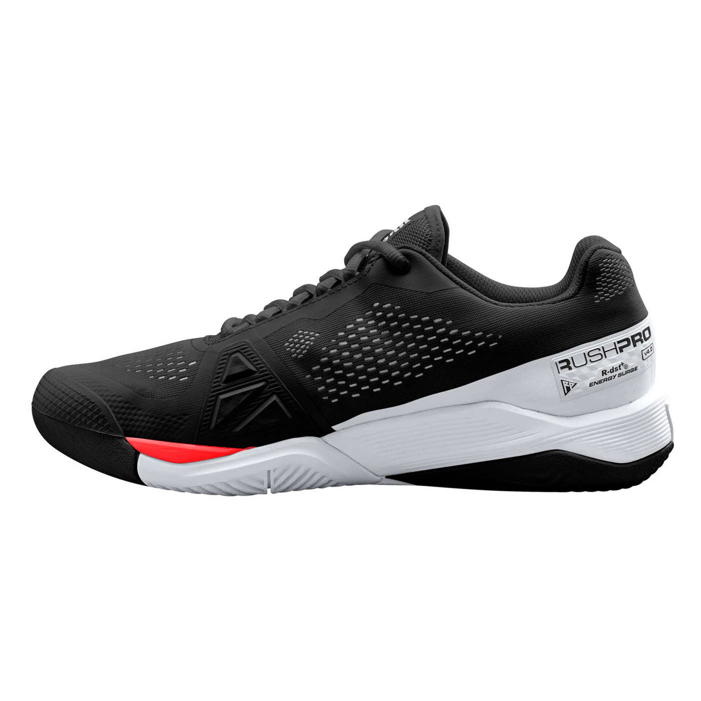 Wilson Men Rush Pro 4.0 2022 Tennis Shoes - Black/ White/ Poppy