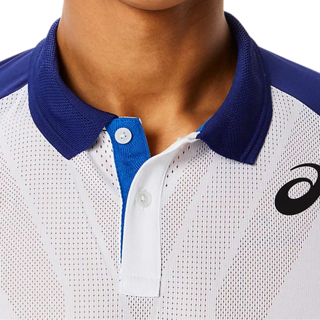Asics Match ActiBreeze Men's Polo Shirt - Brilliant White/Dive Blue