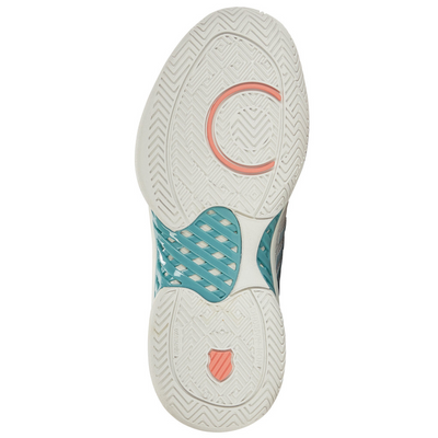 K Swiss Hyper Court Express 2 Women Tennis Shoes - Blanc De Blanc/Nile Blue/Desert Flower