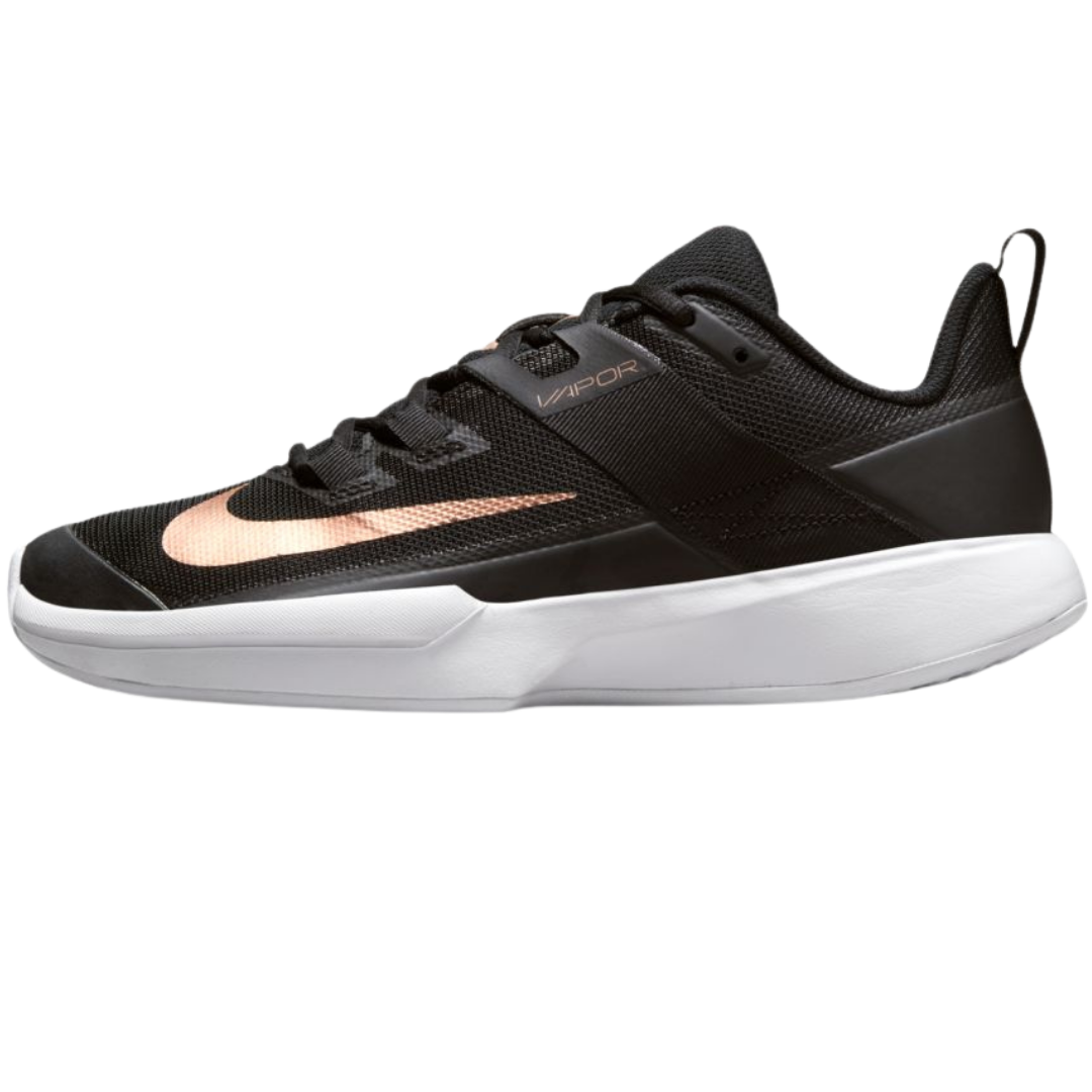 Nike Womens Court Vapor Lite Tennis Shoes - Black/Metallic Red Bronze-White
