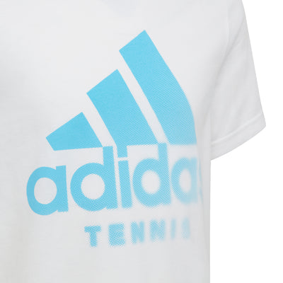 Adidas Youth Graphic Logo Tee - White/Sky Blue