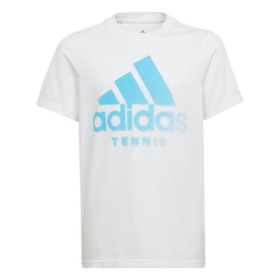 Adidas Youth Graphic Logo Tee - White/Sky Blue