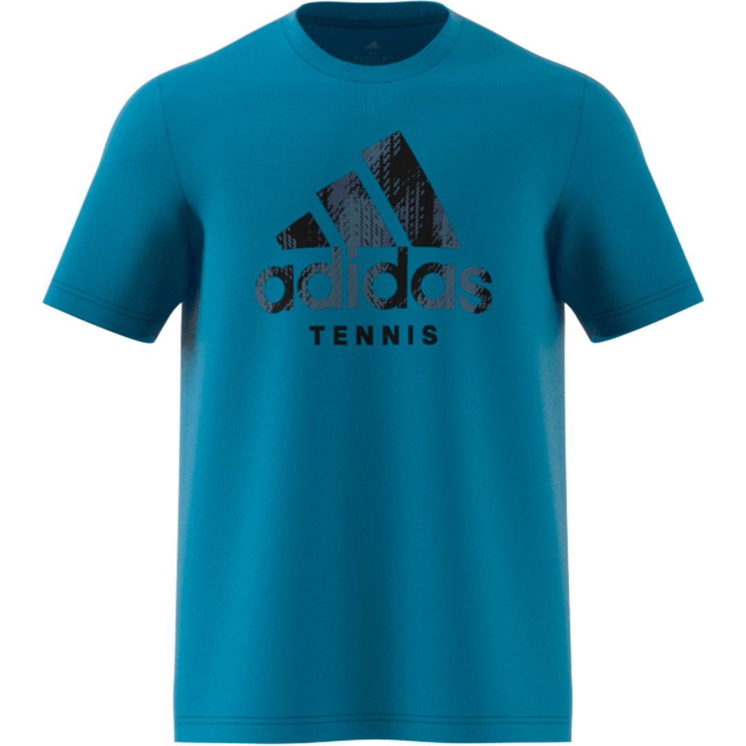 Adidas Men Tennis Graphic Logo T-shirt - Cat Camo Tee Sonic Aqua