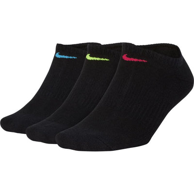 Nike Womens No Show Sock 3 Pack -Black/Multi Colour