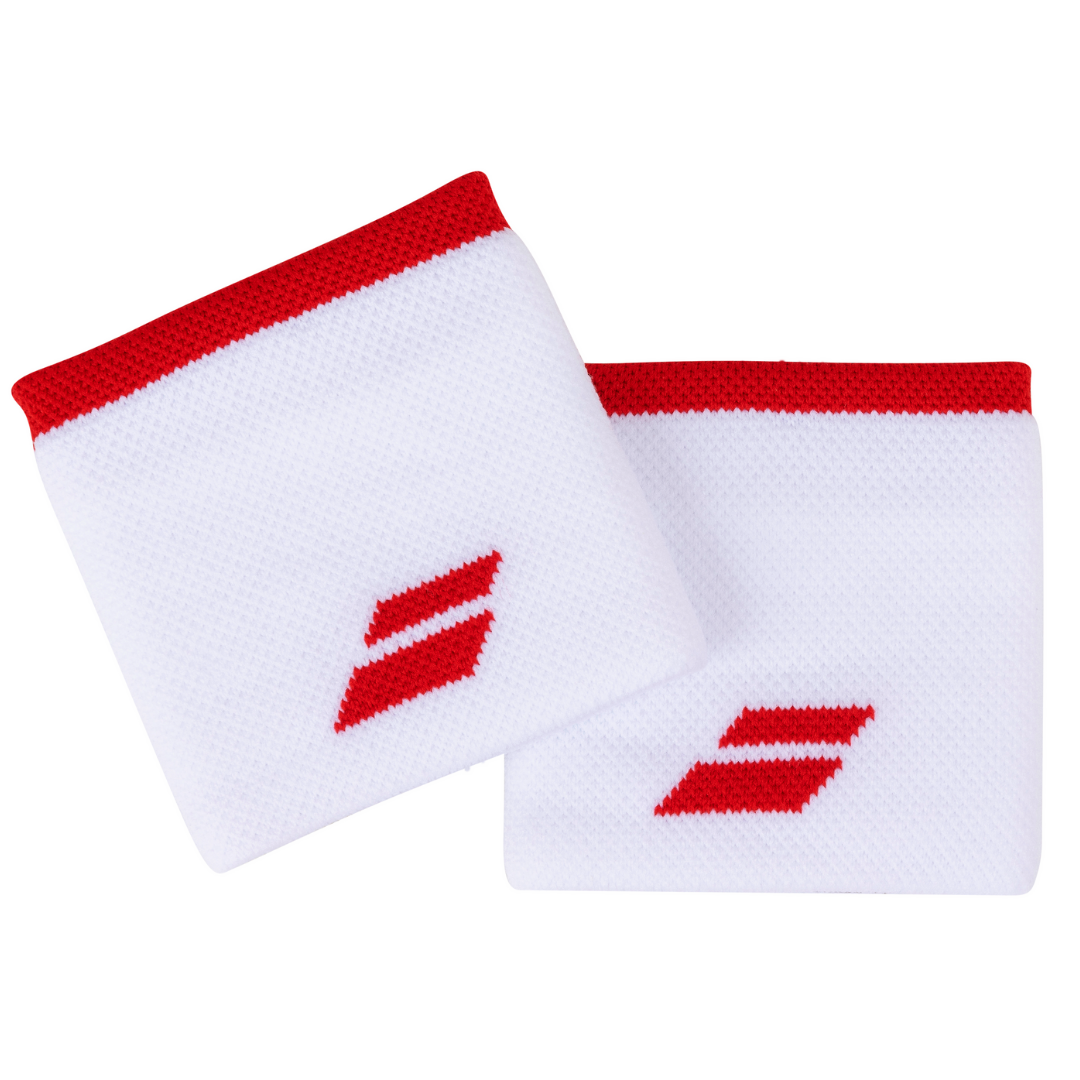 Babolat Logo Wristband 2 Pack - White/Fiesta Red