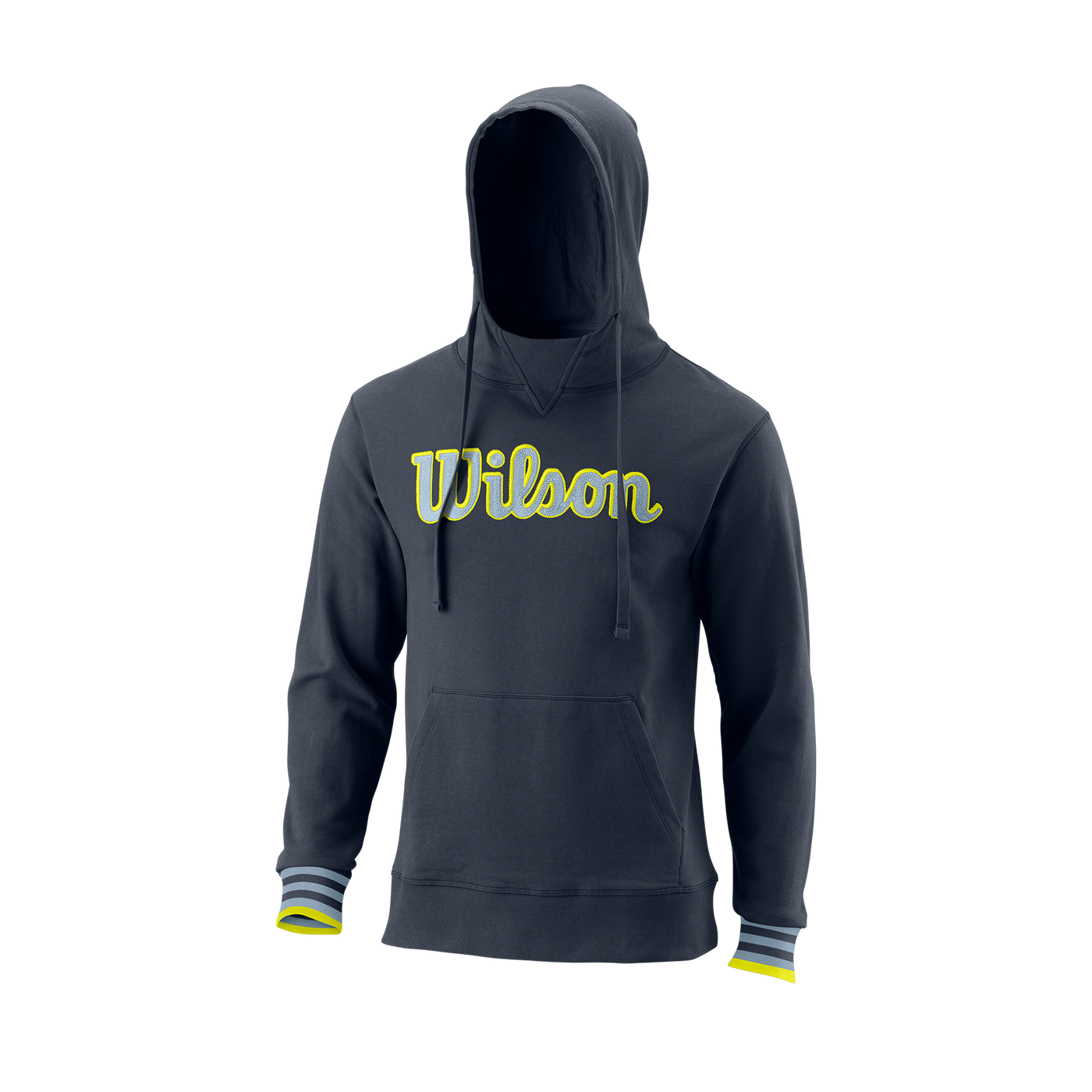 Contrast striped sleeve script logo sweatshirt store